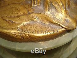 Raoul Larche Two Fauns Gilt Bronze Clodion 19-20 Th 1850-1890