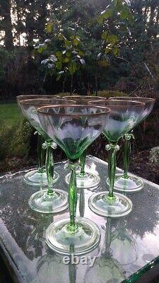 Rare 1905 German Jugendstil (Art Nouveau) naturalistic champagne glasses x 6