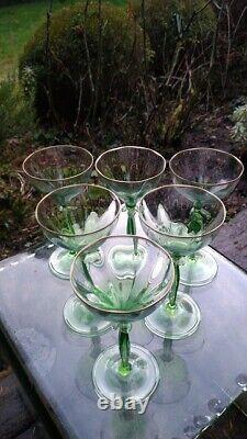 Rare 1905 German Jugendstil (Art Nouveau) naturalistic champagne glasses x 6
