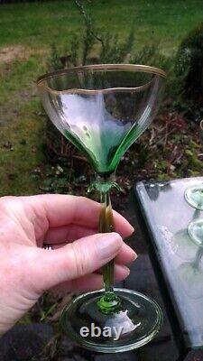Rare 1905 German Jugendstil (Art Nouveau) naturalistic champagne glasses x 6