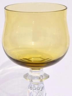 Rare 1 Antique ART NOUVEAU ST LOUIS URANIUM Air Twist FACET STEM Wine Glass 7