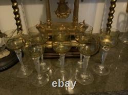 Rare 1 Antique ART NOUVEAU ST LOUIS URANIUM Air Twist FACET STEM Wine Glass 7