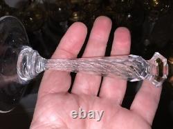 Rare 1 Antique ART NOUVEAU ST LOUIS URANIUM Air Twist FACET STEM Wine Glass 7