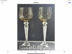 Rare 1 Antique ART NOUVEAU ST LOUIS URANIUM Air Twist FACET STEM Wine Glass 7