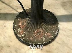 Rare Antique Art Nouveau Piano Lamp with Green Slag Glass