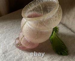Rare Antique Bohemian Vase Bowl Kralik Art Glass Silveria Shell 1900 Loetz