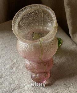 Rare Antique Bohemian Vase Bowl Kralik Art Glass Silveria Shell 1900 Loetz