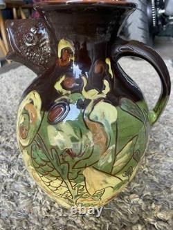 Rare Antique Brannam Barum Barnstaple Grotesque Fish Jug. 12.5 Inches. Dated 1895