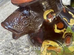 Rare Antique Brannam Barum Barnstaple Grotesque Fish Jug. 12.5 Inches. Dated 1895