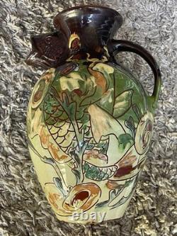 Rare Antique Brannam Barum Barnstaple Grotesque Fish Jug. 12.5 Inches. Dated 1895