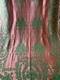 Rare Antique Floral Roses Art Nouveau Jacquard Fabric Curtain Copper Green