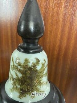 Rare Antique French Opaline Art Glass Vase/Lid. Hand-painted Portrait. Gold Gilt