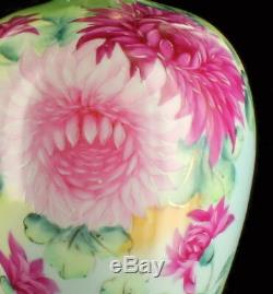 Rare Antique IE&C Co Nippon Era Art Nouveau HP Pair Chrysanthemum Vases