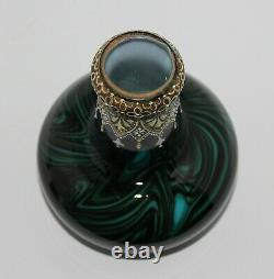 Rare Antique Loetz Green Onyx Vase Austria 1887-1888 Bohemian Art Nouveau Glass