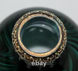 Rare Antique Loetz Green Onyx Vase Austria 1887-1888 Bohemian Art Nouveau Glass