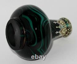 Rare Antique Loetz Green Onyx Vase Austria 1887-1888 Bohemian Art Nouveau Glass