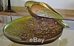 Rare Antique Zsolnay Pecs Hungary Art Nouveau Eosin Plater Scene Pigeon & Snail