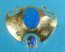 Rare Art Nouveau 15ct Gold Enamel Brooch Pin Blue Green Murrle Bennett C 1905
