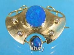 Rare Art Nouveau 15ct Gold Enamel Brooch Pin Blue Green Murrle Bennett C 1905