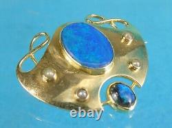 Rare Art Nouveau 15ct Gold Enamel Brooch Pin Blue Green Murrle Bennett C 1905