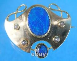 Rare Art Nouveau 15ct Gold Enamel Brooch Pin Blue Green Murrle Bennett C 1905