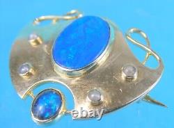 Rare Art Nouveau 15ct Gold Enamel Brooch Pin Blue Green Murrle Bennett C 1905