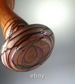 Rare Art Nouveau 1900s Kralik Bohemian Glass Bowl Applied Iridescent Trailing
