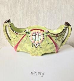 Rare Art Nouveau Antique Duxer Porzellan-Manufaktur (Dux) Light Green Jardiniere