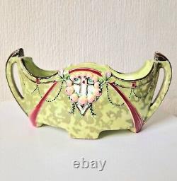 Rare Art Nouveau Antique Duxer Porzellan-Manufaktur (Dux) Light Green Jardiniere