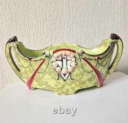 Rare Art Nouveau Antique Duxer Porzellan-Manufaktur (Dux) Light Green Jardiniere