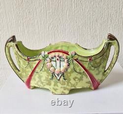 Rare Art Nouveau Antique Duxer Porzellan-Manufaktur (Dux) Light Green Jardiniere
