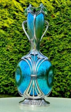 Rare Art Nouveau Large Vase By Johann Loetz And Moritz Hacker Papillon Pattern