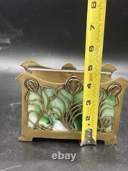 Rare! Art Nouveau Slag Glass Brass Letter Holder Or Napkin Holder 1905