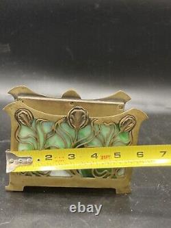 Rare! Art Nouveau Slag Glass Brass Letter Holder Or Napkin Holder 1905