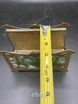 Rare! Art Nouveau Slag Glass Brass Letter Holder Or Napkin Holder 1905