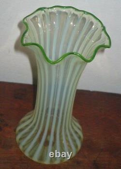 Rare British Opaline Stripe Vase Circ 1880s