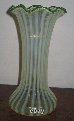 Rare British Opaline Stripe Vase Circ 1880s