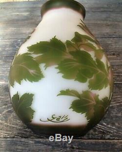 Rare Cameo Translucent Glass Art Nouveau Chrysanthemum Vase Signed Galle