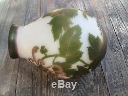 Rare Cameo Translucent Glass Art Nouveau Chrysanthemum Vase Signed Galle