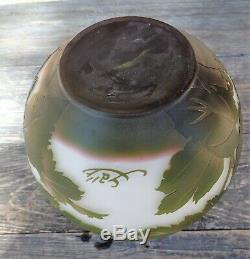 Rare Cameo Translucent Glass Art Nouveau Chrysanthemum Vase Signed Galle