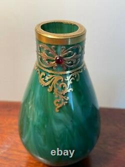 Rare Early Loetz Marmoriertes Malachite Green Vase