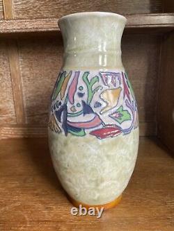Rare Harry Simeon Signed and decorated Doulton Lambeth Abstract Vase Mint c1920