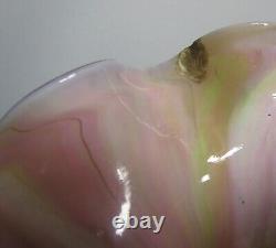 Rare KRALIK Glatt Bi-Color Pink & Feathered Green Art Nouveau Vase
