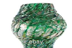 Rare Large Wilhelm Kralik Glass Snowflake Vase Green h 36cm Circa 1900
