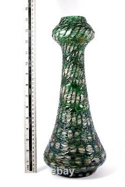 Rare Large Wilhelm Kralik Glass Snowflake Vase Green h 36cm Circa 1900