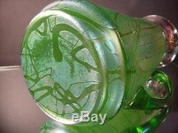 Rare Loetz Art Glass Green Creta Pampas 12 Ht. Lemonade Pitcher Art Nouveau