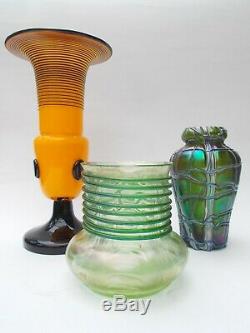 Rare Loetz Ausführung 59 PN II-5609 Glass Vase Uranium Olympia & Green Coil 1908