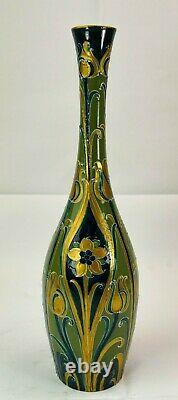 Rare Moorcroft Macintyre Florian Green & Gold Vase Made in England! C. 1915