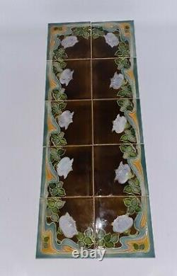 Rare Original Set of 10 Art Nouveau Majolica Tiles by Henry Richards C1903