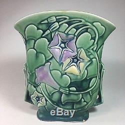 Rare Roseville Pottery'' Morning Glory'' Green Pillow Vase, Shape No, 120-7'